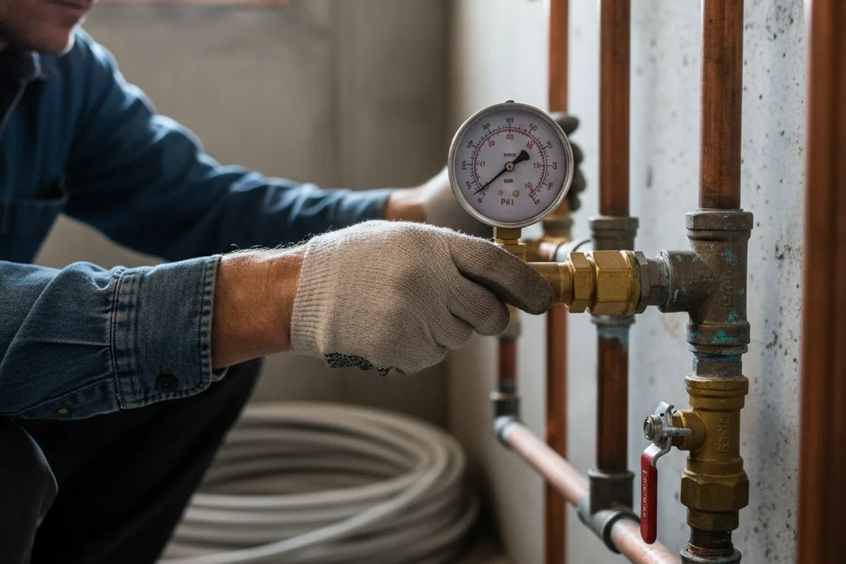 Pressure testing a repaired line during Water Line Repair in Wolfeboro